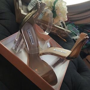 Rose gold glitter stick heels